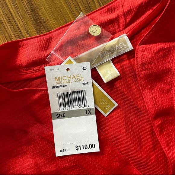 Michael Kors V-Neck Long Sleeve Tunic top dark coral - 1X - Picture 7 of 8